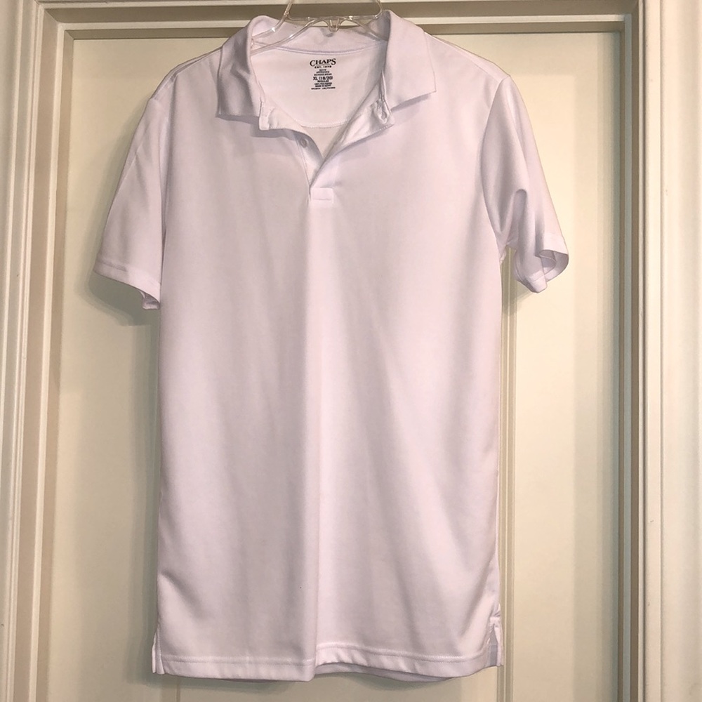 Boys White Chaps Short Sleeve Polo Shirt, XL